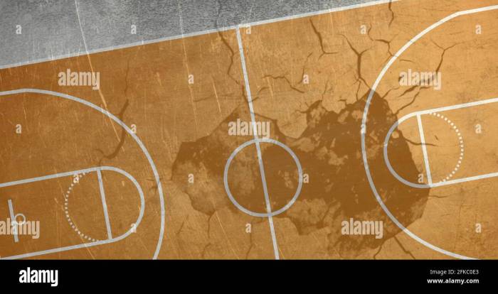 composition of basketball court over cracked distressed surface 2FKC0E3 1 - Mengatasi Retakan Lantai Parket Lapangan Basket