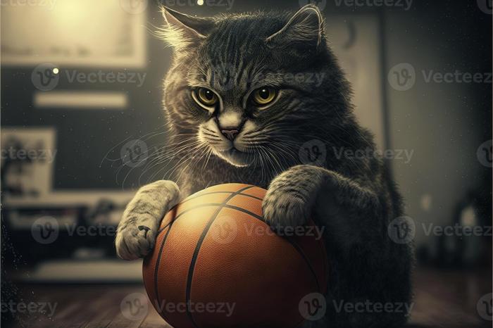 cute cat basketball player illustration generative ai photo 1 - Cat Lantai Lapangan Basket Performa dan Perawatan