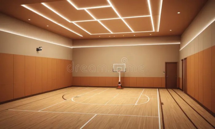 image depicts basketball court wooden floor white basketball hoop court illuminated series white 328460703 1 - Warna Lantai Lapangan Basket Estetika dan Kinerja