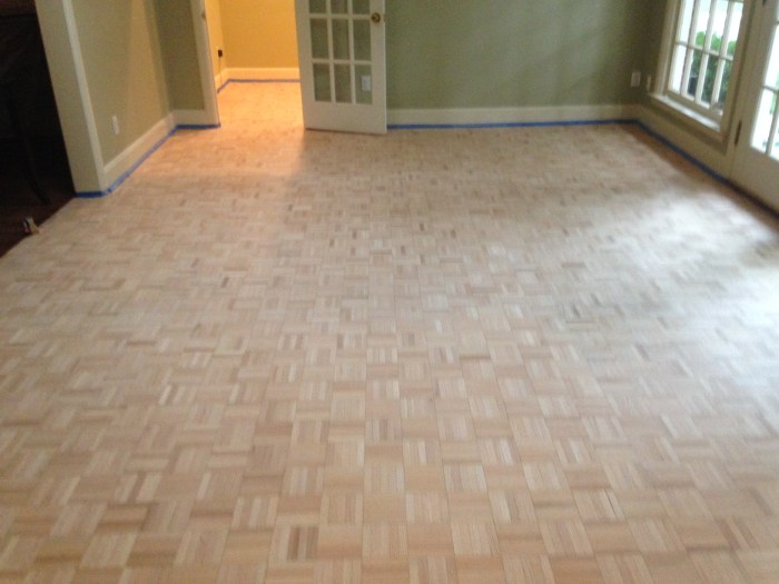 sanded parquet flooring ready for stain and finish 2 - Perhitungan Material Parket Lapangan Basket