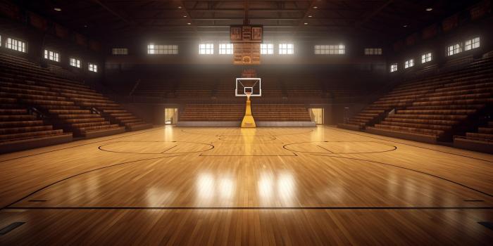 stadium basketball court with wood floor and bleachers with ai generated free photo 2 1 - Memahami Lantai Lapangan Basket NBA Dari Sejarah hingga Performa
