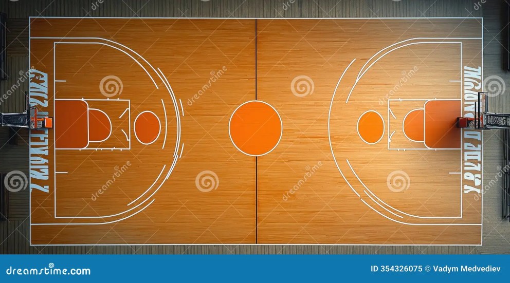 top view vibrant maple basketball court hardwood floor hoops half markings game competition concept athletic arena 354326075 1 - Inspeksi Pra-Kompetisi Lantai Parket Basket