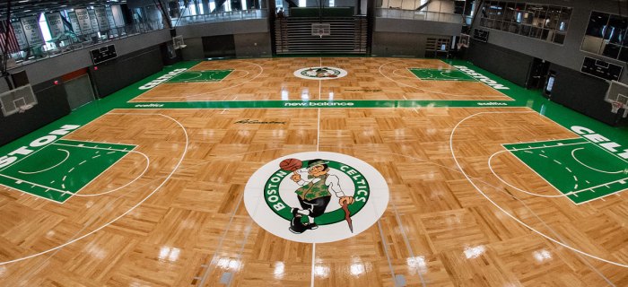 celtics court 2 1 - Studi Kasus Lantai Parket Lapangan Basket di Sekolah Menengah